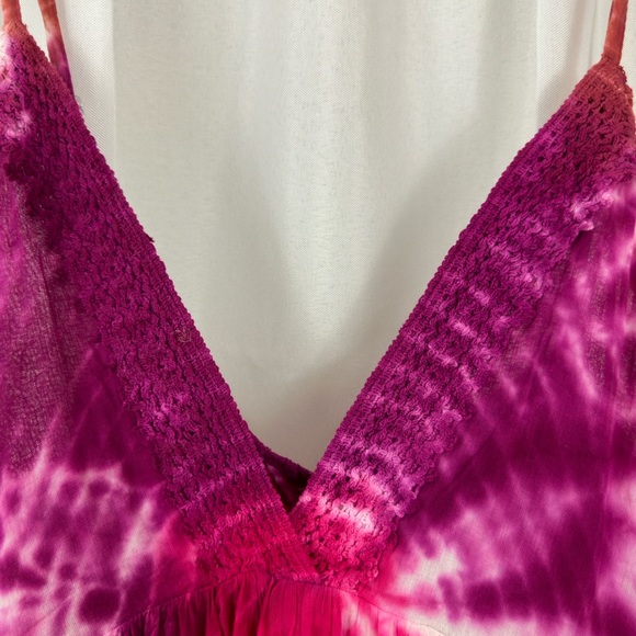 RAGA - Boho Spaghetti Strap Tie Dye Babydoll Dress Crocheted Trim  Mediu… - Picture 5 of 12